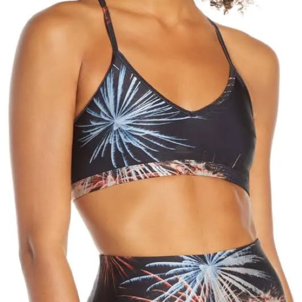Good American Women's Black Fireworks Sports Bra Size 2